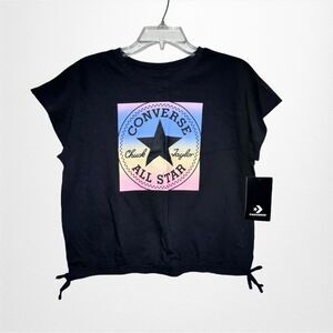 New With Tags Girls Black with Converse Logo Cap Sleeve Top Size XL